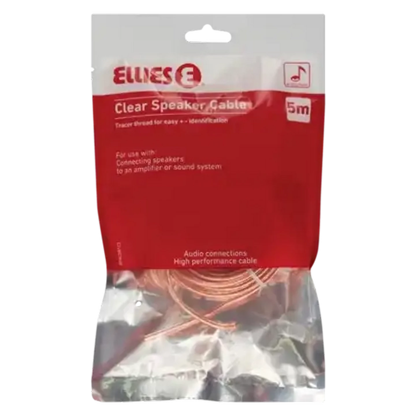 Image of ELLIES BPACSR1C5 Clear Speaker Cable 5m