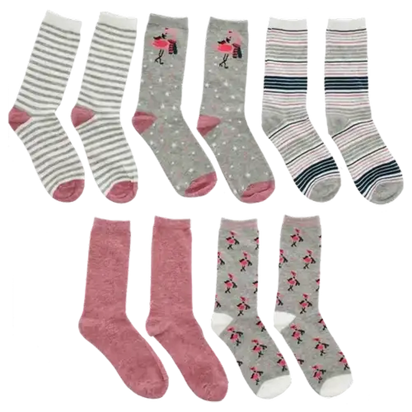 Image of Bare Basics Ladies Printed Anklet Socks Size 4-7 5-Pack