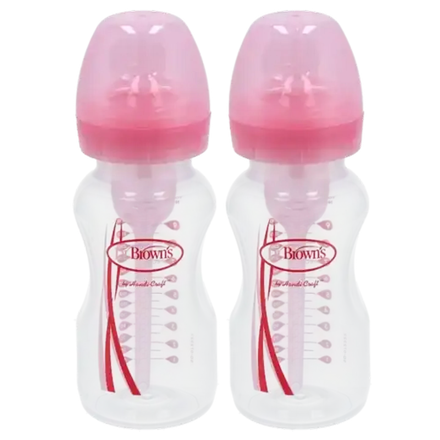 Image of Dr. Brown's Natural Flow Options + Pink Wide-Neck Bottle 270ml 2-Pack