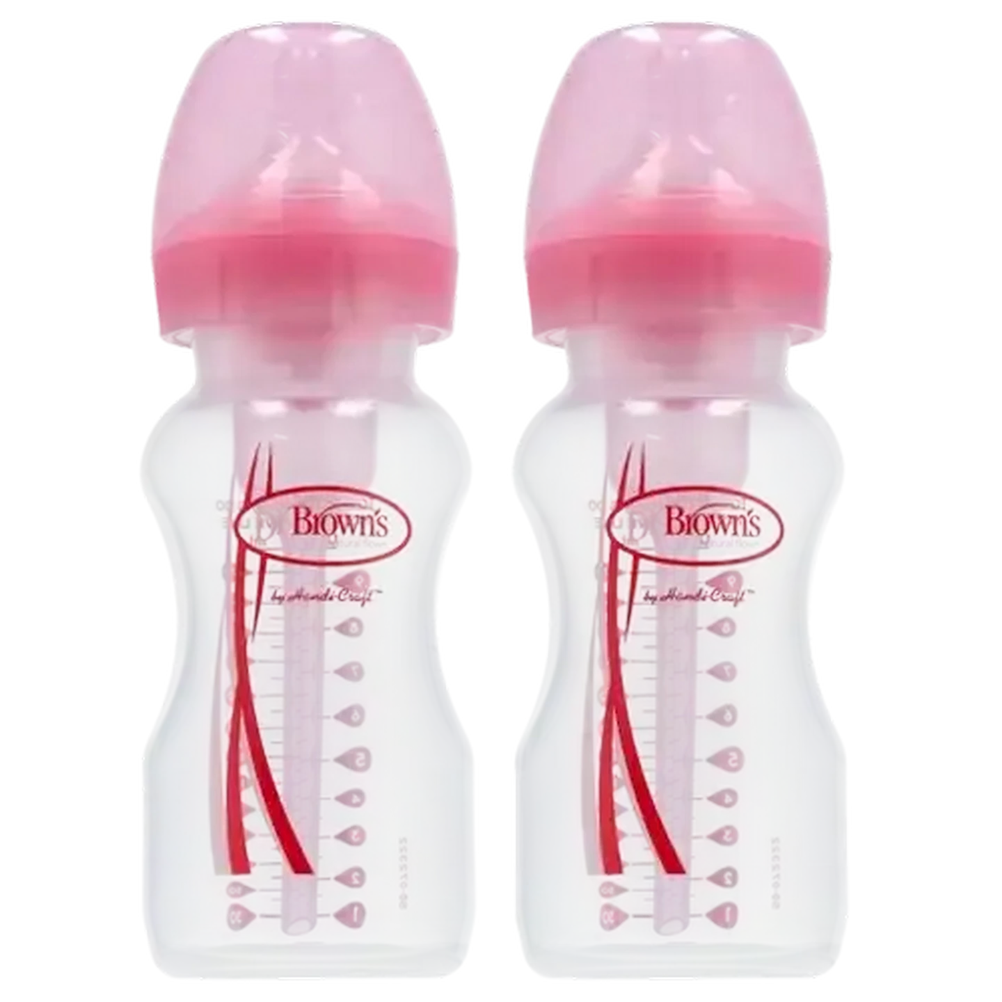Image of Dr. Brown's Natural Flow Options + Pink Wide-Neck Bottle 270ml 2-Pack