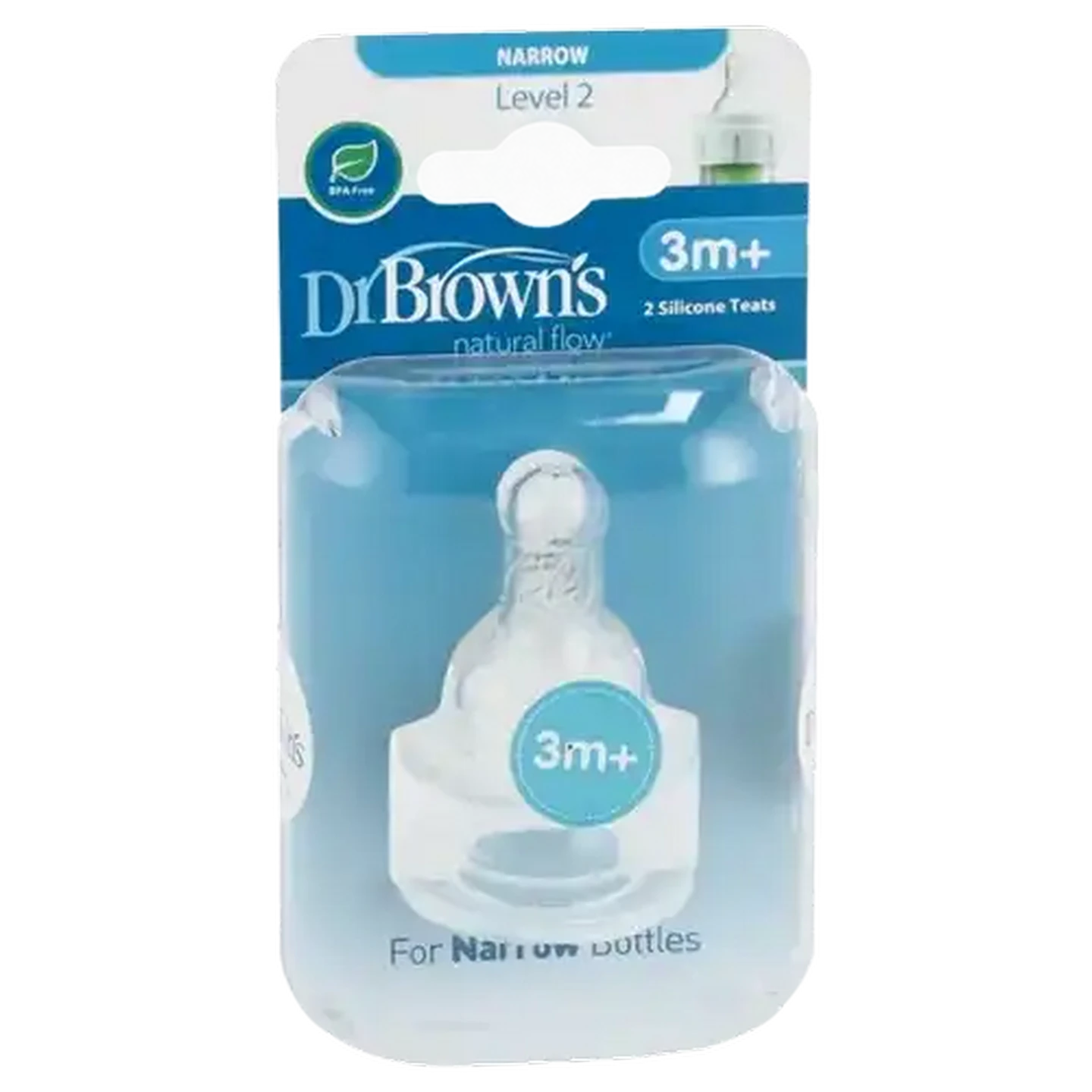 Image of Dr. Brown's Narrow Neck Level 2 Bottle Teats 3 Months+ 2-Pack