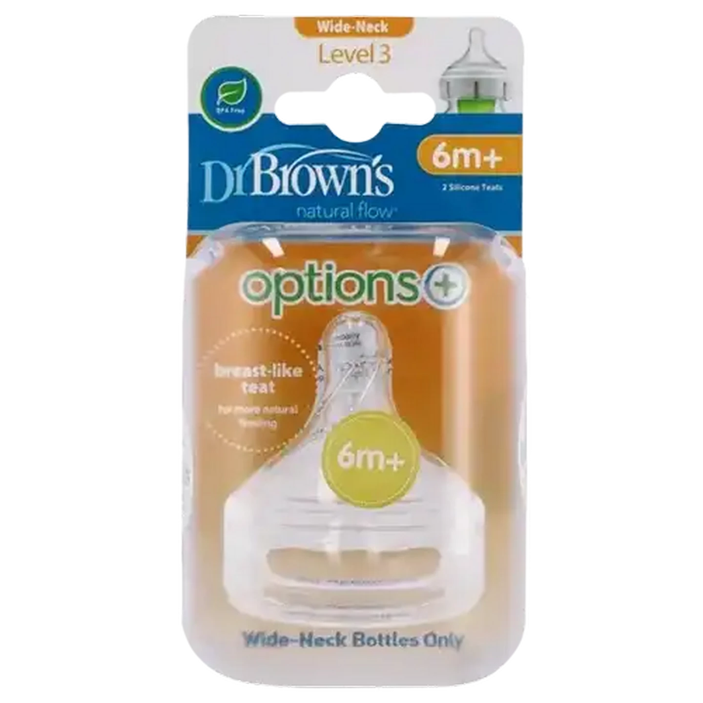 Image of Dr. Brown's Options+ Wide-Neck Level 3 Bottle Teats 6 Months+ 2-Pack