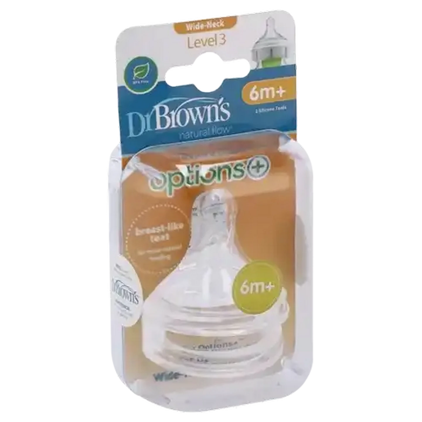 Image of Dr. Brown's Options+ Wide-Neck Level 3 Bottle Teats 6 Months+ 2-Pack