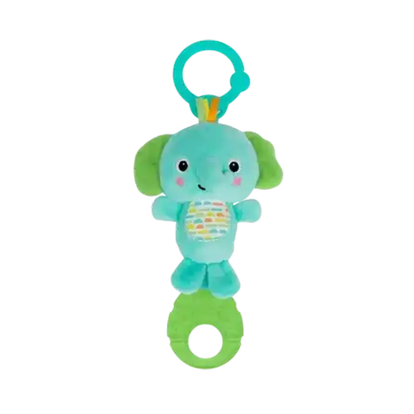 Image of Bright Starts Teal Elephant Plush Tug 0 Months +