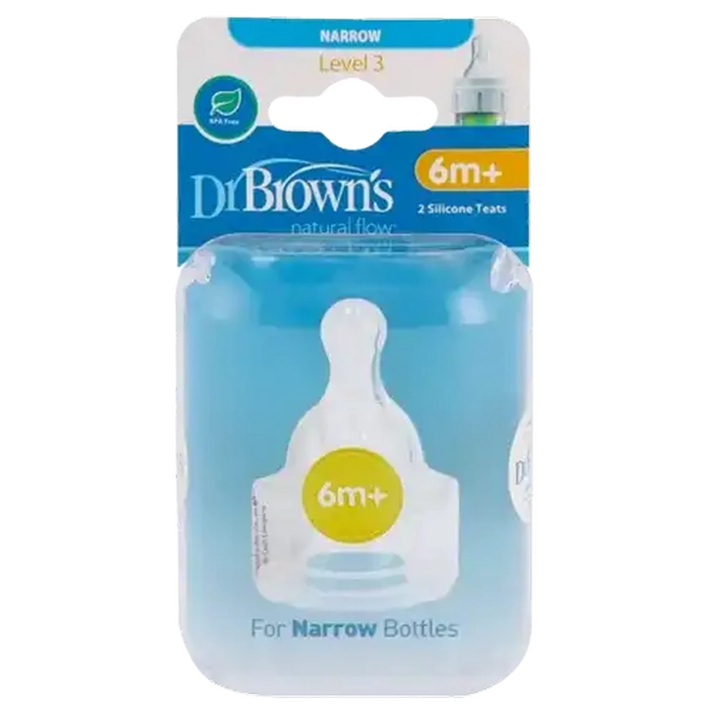 Image of Dr. Brown's Natural Flow Narrow Neck Level 3 Bottle Teats 6 Months+ 2-Pack