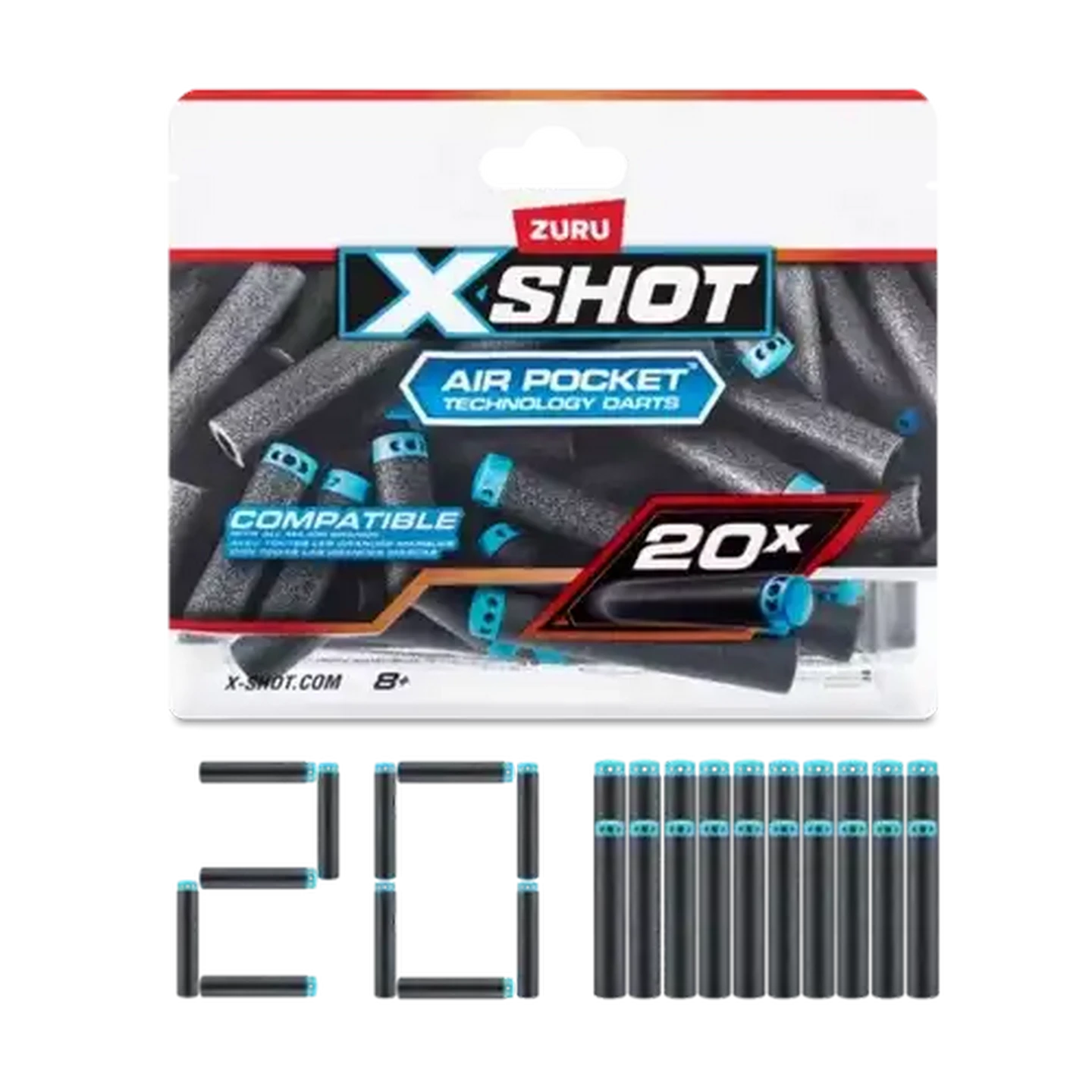 X-Shot Recharge 200 Fléchettes Mousse + Boîte De Transport – Compatible Tous Blasters, Dart Primé Meilleur Rapport Qualité/Prix