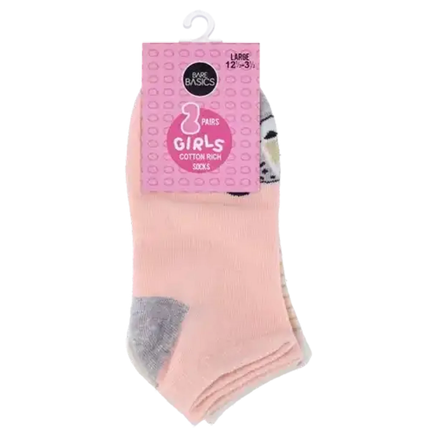 Image of Bare Basics Low Cut Girls Cotton Socks 12½ - 3½ 2-Pack