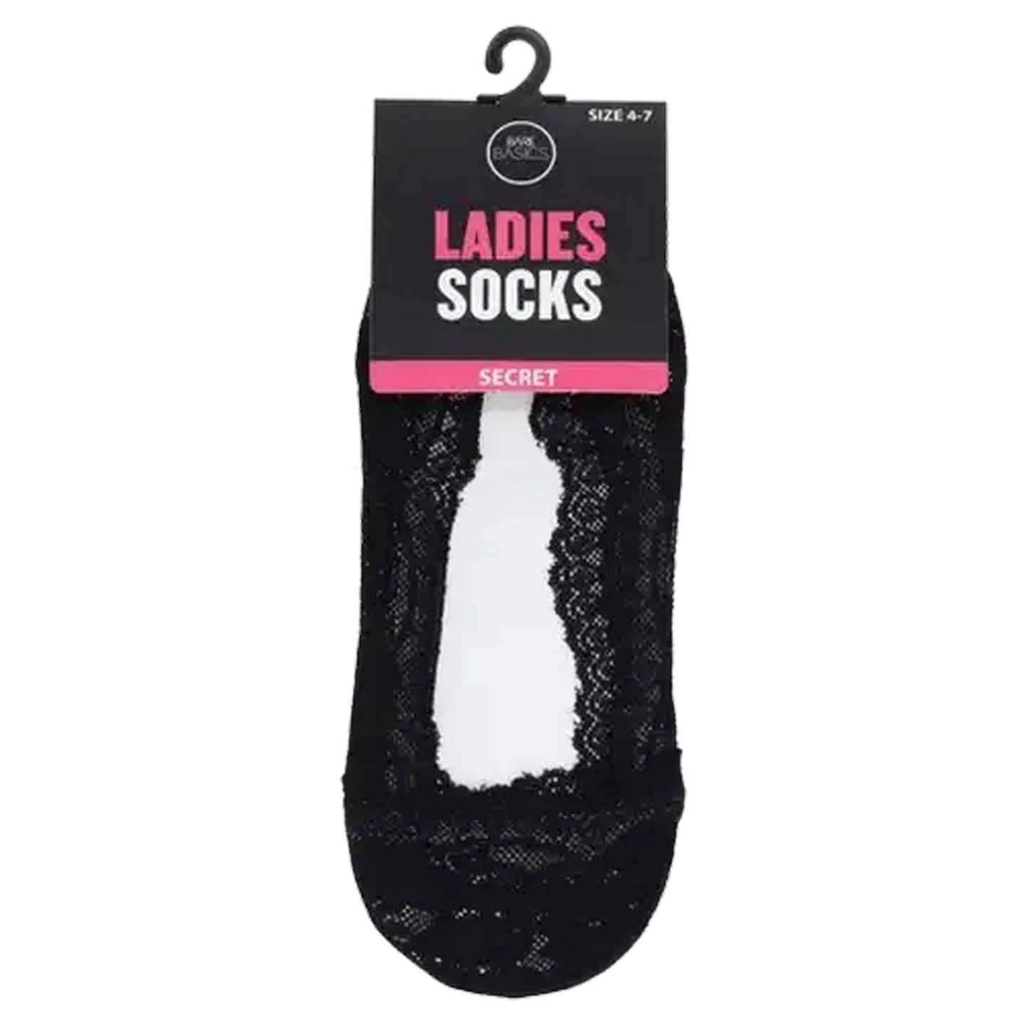 Image of Bare Basics Non Slip Black Lace Pump Socks 4 - 7