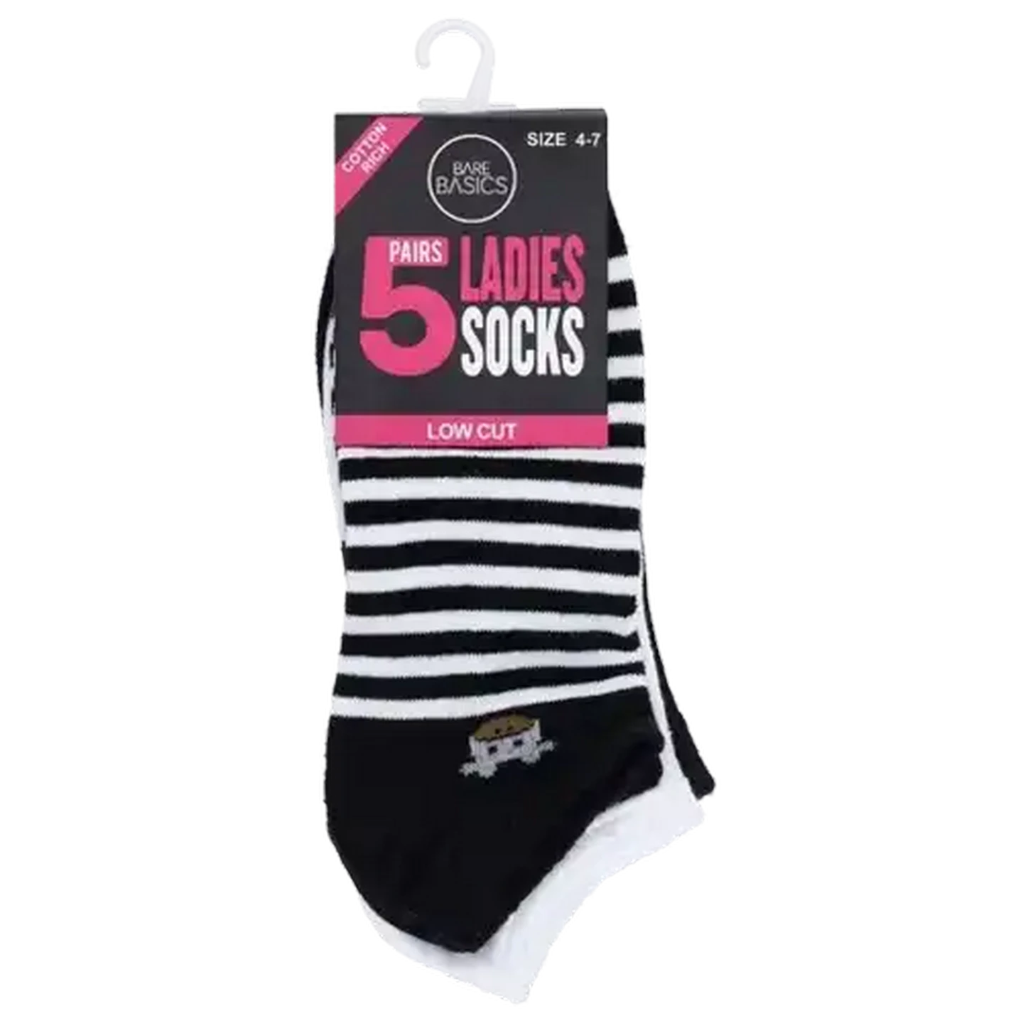 Image of Bare Basics Ladies Low Cut  Socks 4 - 7 5-Pack