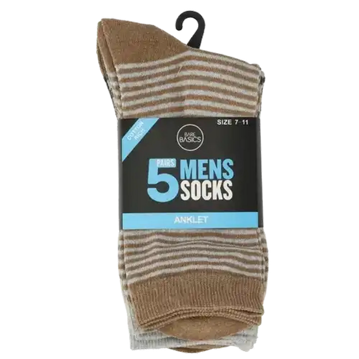 Image of Bare Basics Anklet Men's Printed Socks 7 - 11 5-Pack