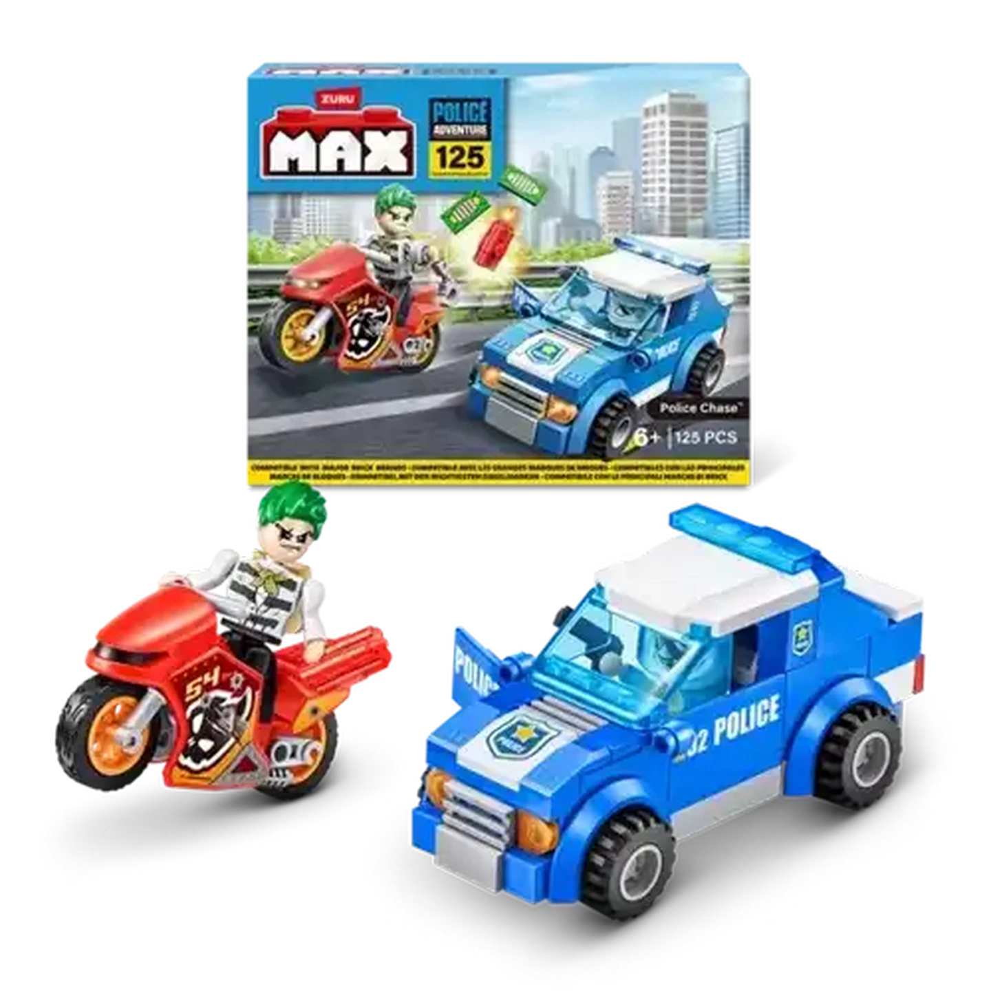 Image of ZURU Toys Max Adventure Police Chase Playset 125 pieces