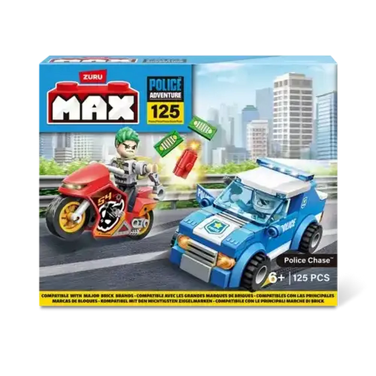 Image of ZURU Toys Max Adventure Police Chase Playset 125 pieces