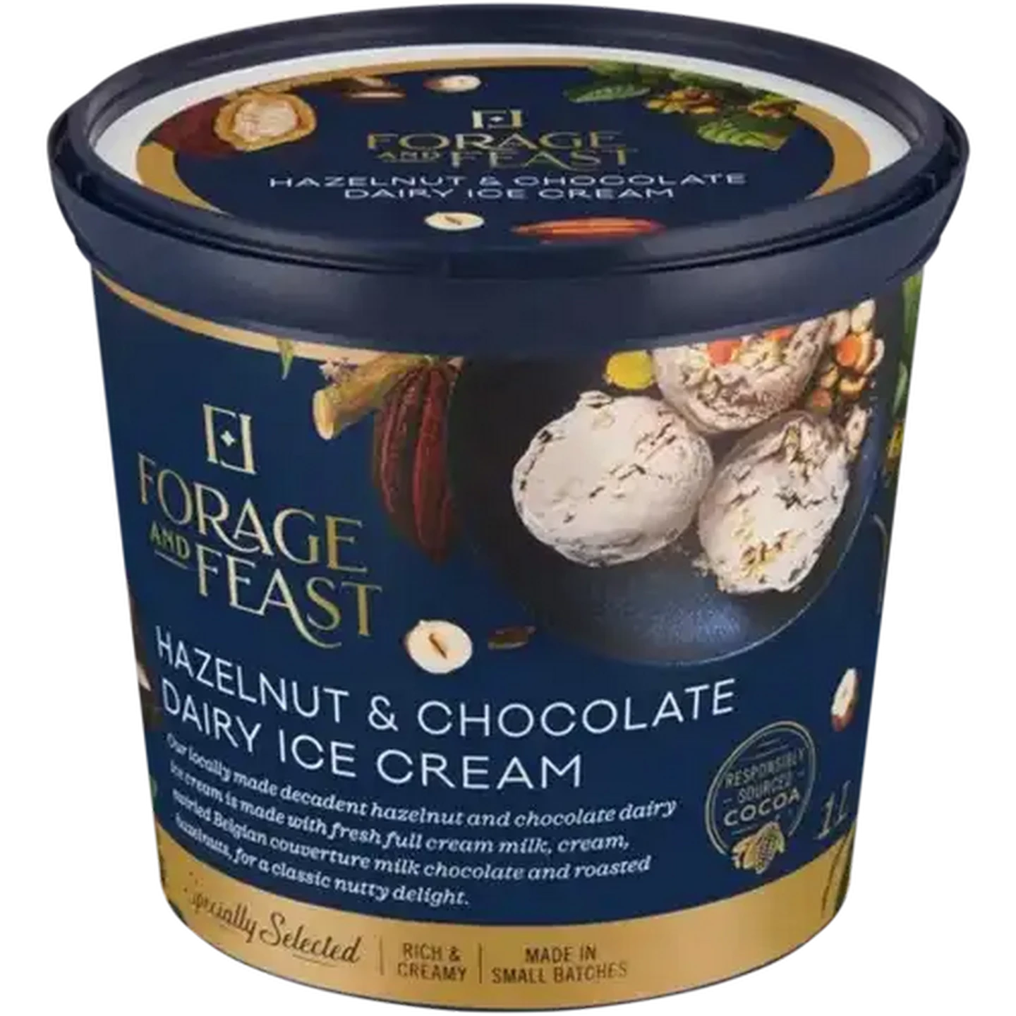 Image of Forage And Feast Hazelnut & Chocolate Dairy Ice Cream 1L