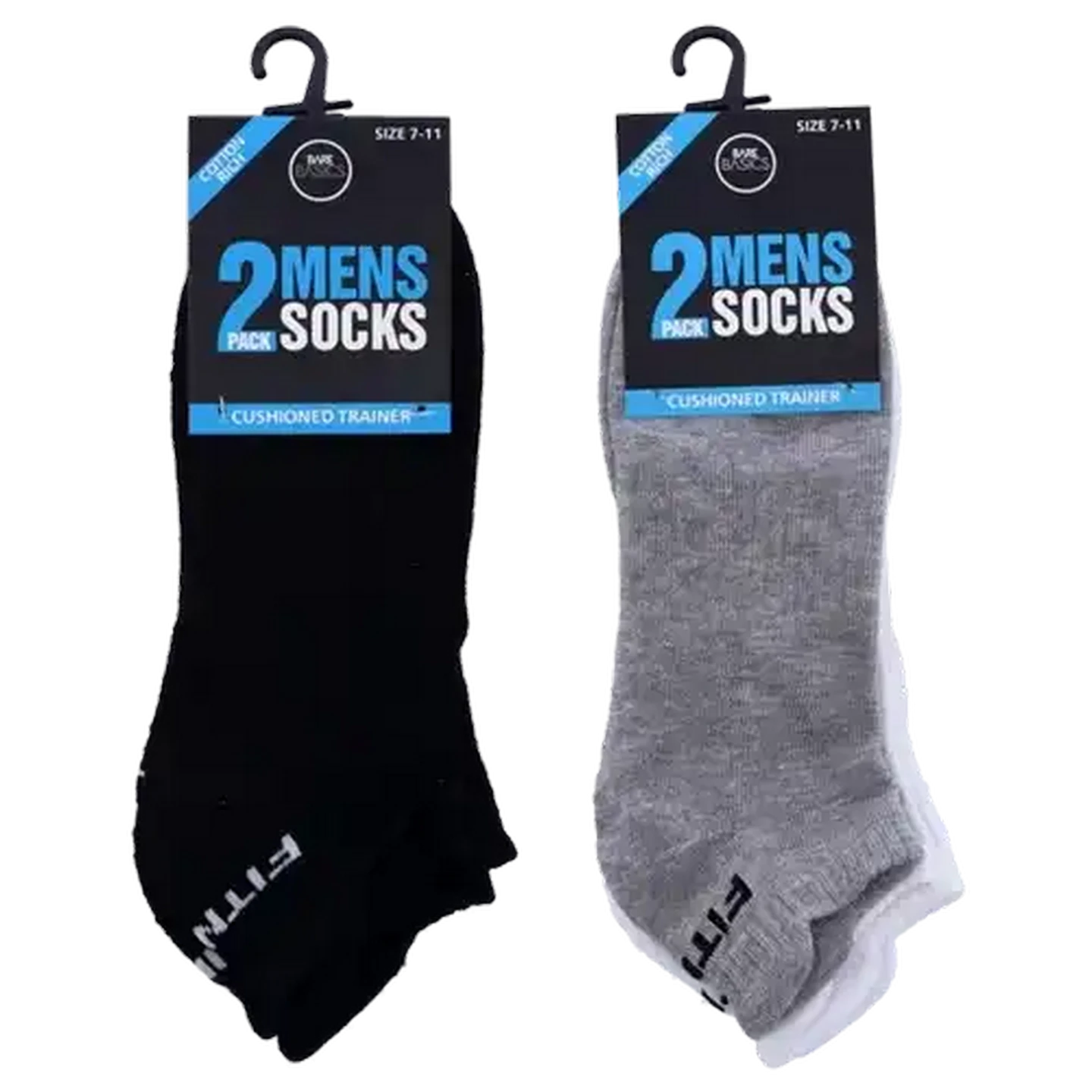 Image of Bare Basics Advanced Low Cut Mens Sport Socks Size 11 - 12 2 pack (Colour May Vary)