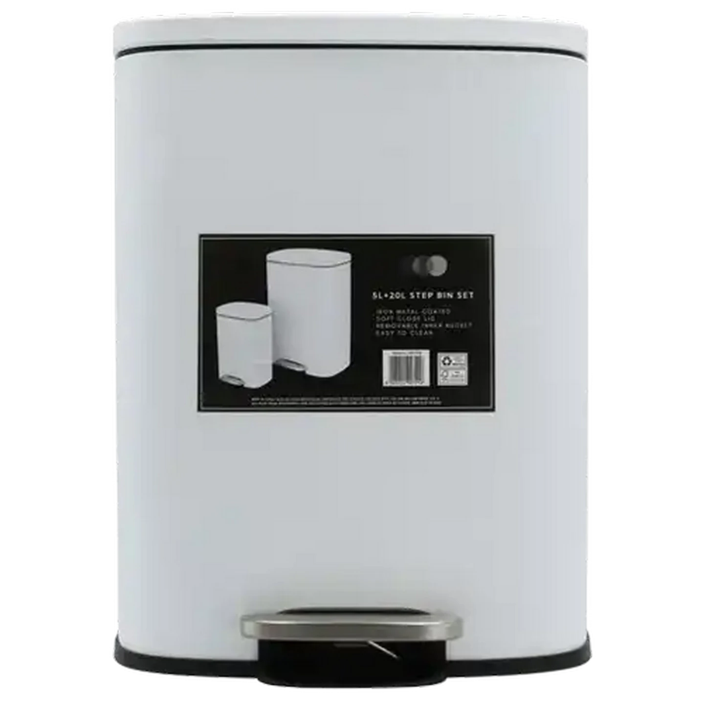 Image of Black & White Combo Step Bin Set 20L & 5L