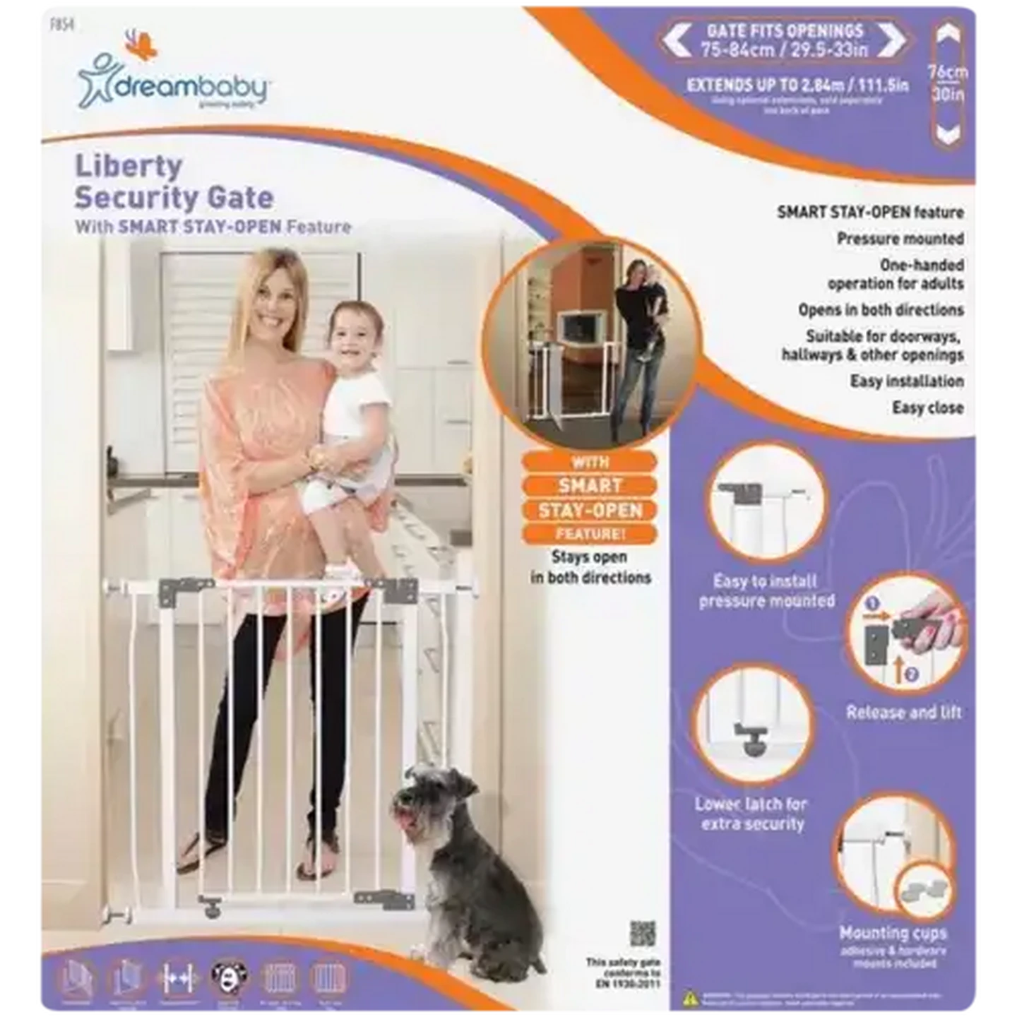 Image of Dreambaby White Liberty Security Gate 74-84cm