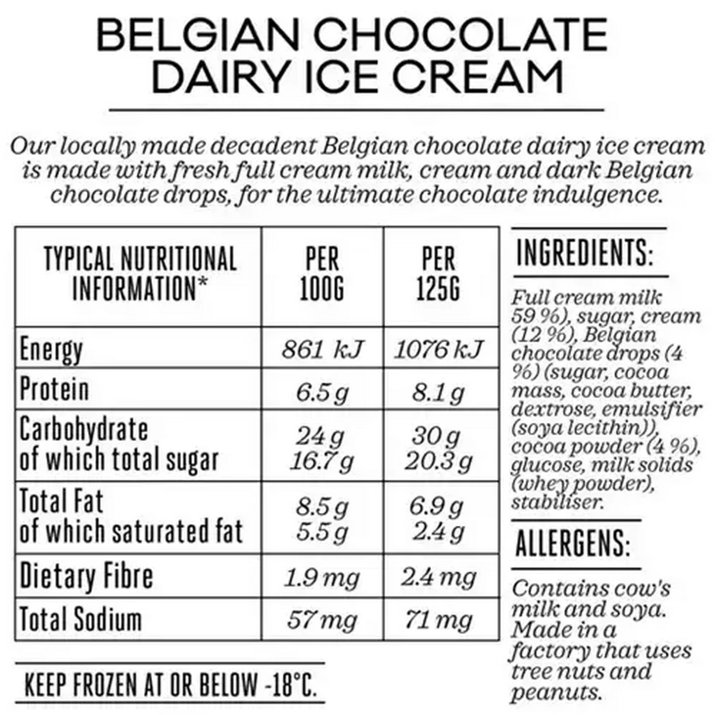 Image of Forage And Feast Belgian Chocolate Dairy Ice Cream 1L
