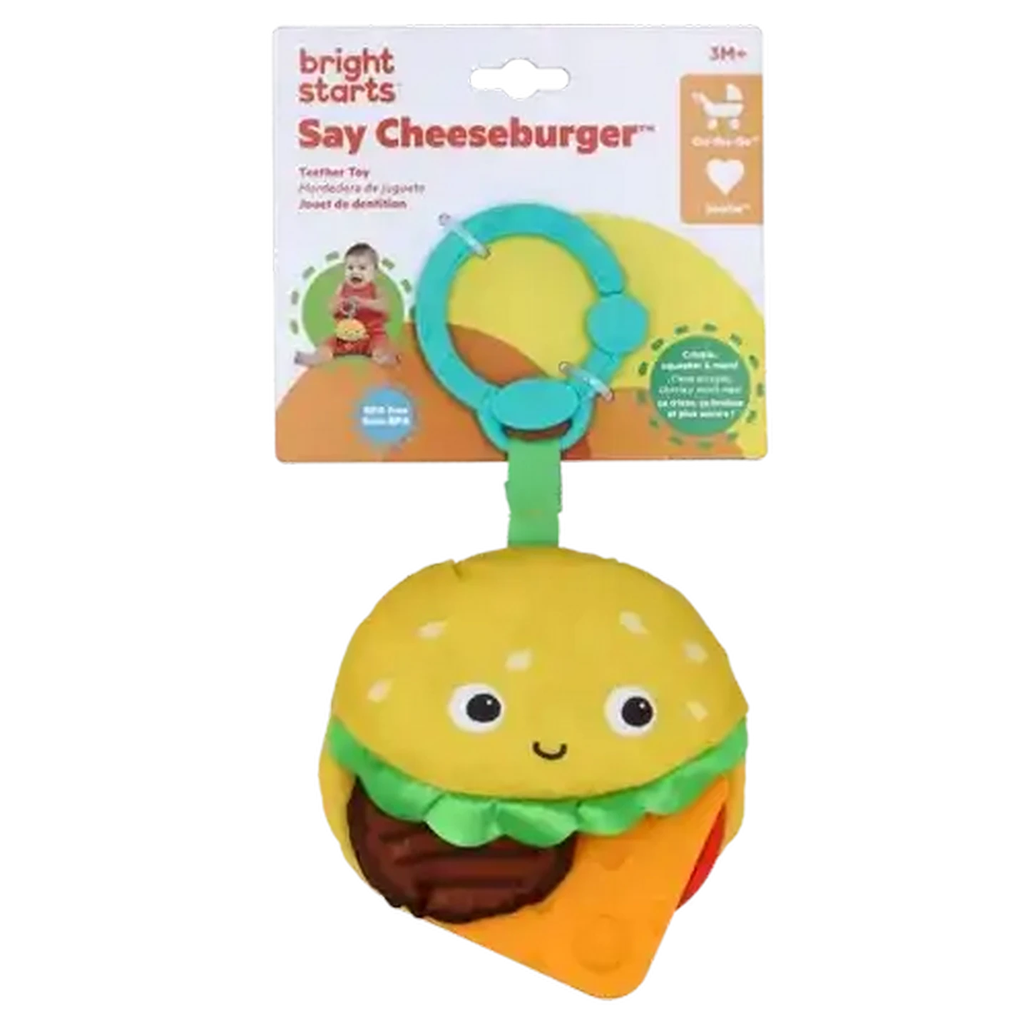 Image of Bright Starts Cheeseburger Teether 3 Months +
