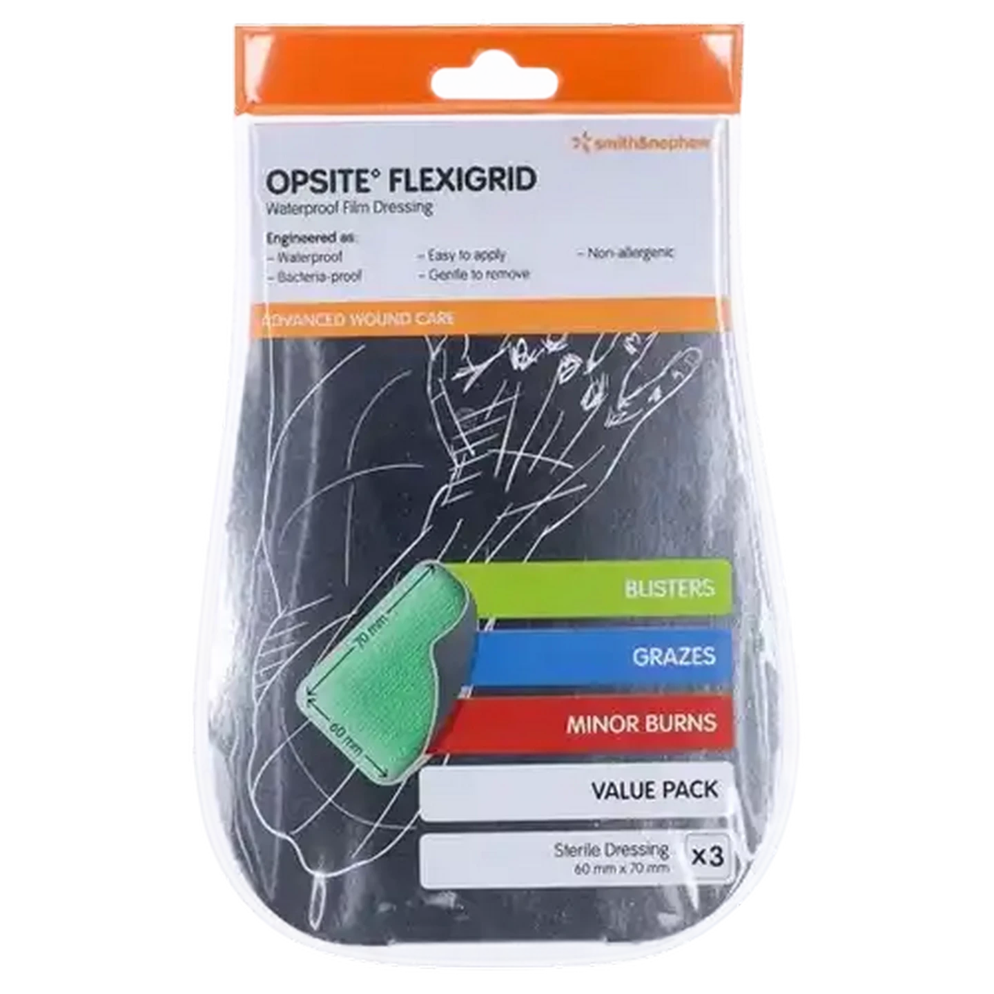 Image of Smith+Nephew Opsite Post-Op Transparent Waterproof Film Dressing 60 x 70mm 3 Pack