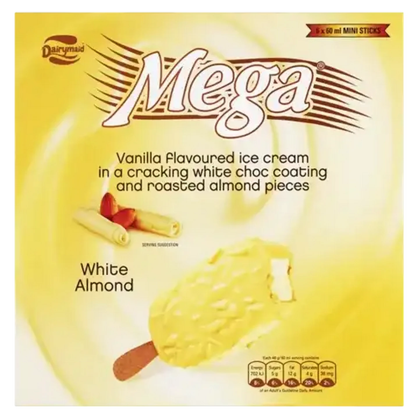 Image of Mega White Almond Ice Cream Sticks 6 x 60ml