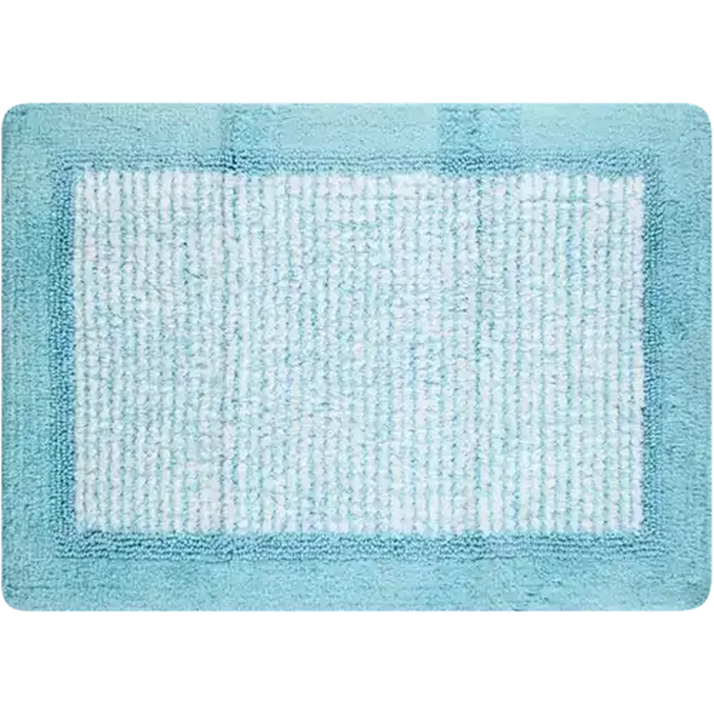 Image of Essentials Premium Aqua & White Combed Cotton Bath Mat 50 x 70cm