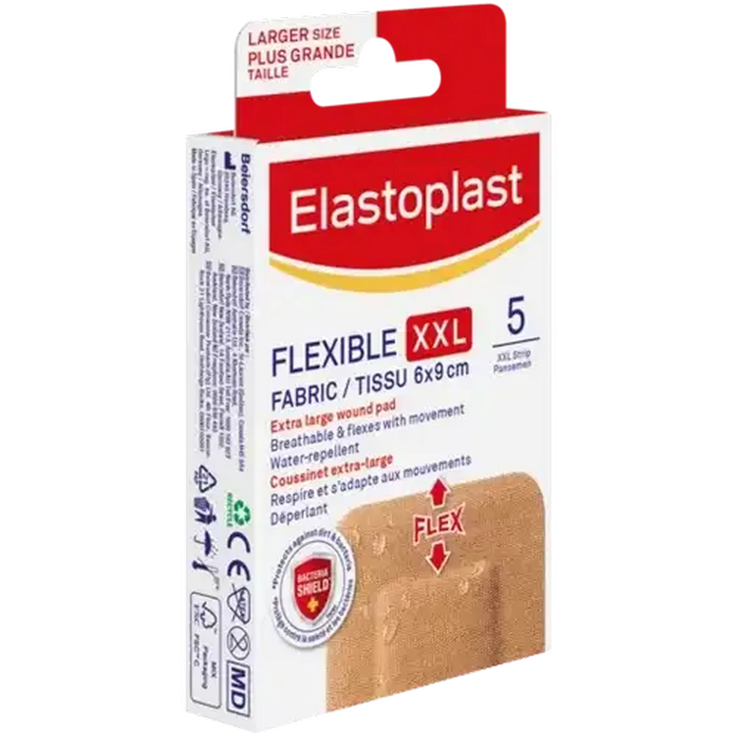 Image of Elastoplast XXL Flexible Fabric Wound Pad 5 Pack