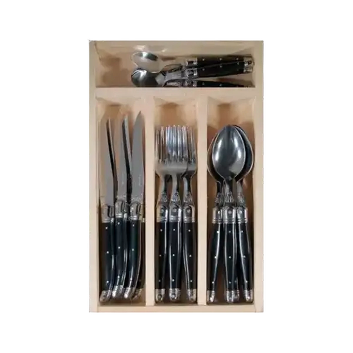 Checkers Sixty60 | Laguiole Black Cutlery Set 24 Piece