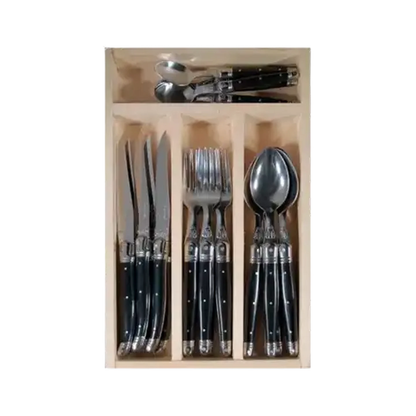 Checkers Sixty60 | Laguiole Black Cutlery Set 24 Piece