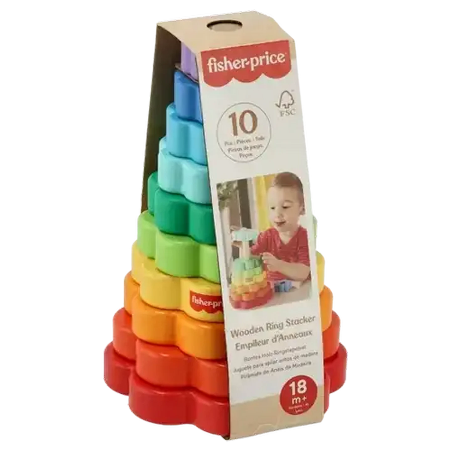 Image of Fisher-Price Wooden Ring Stacker 10-Piece