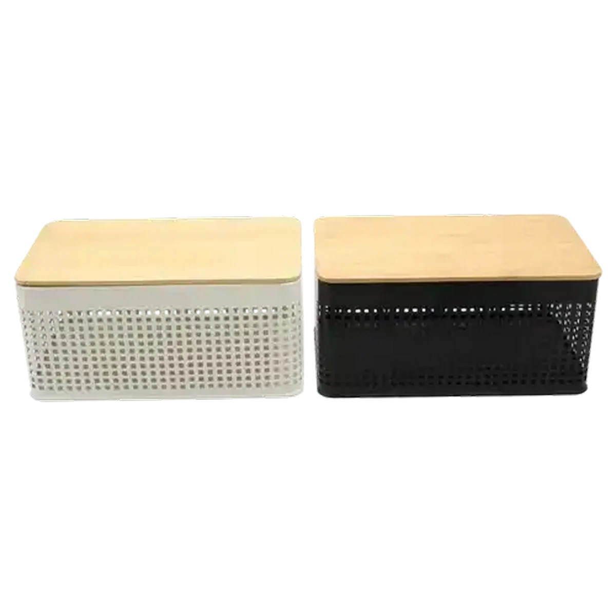 Checkers Sixty60 | Steel Basket Black/White with Bamboo Lid 34 x