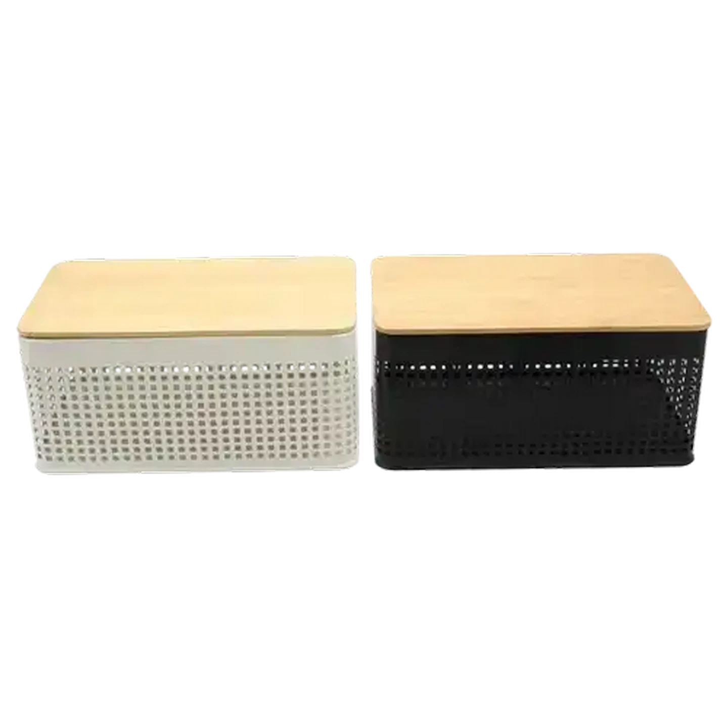 Checkers Sixty60 | Steel Basket Black/White with Bamboo Lid 34 x