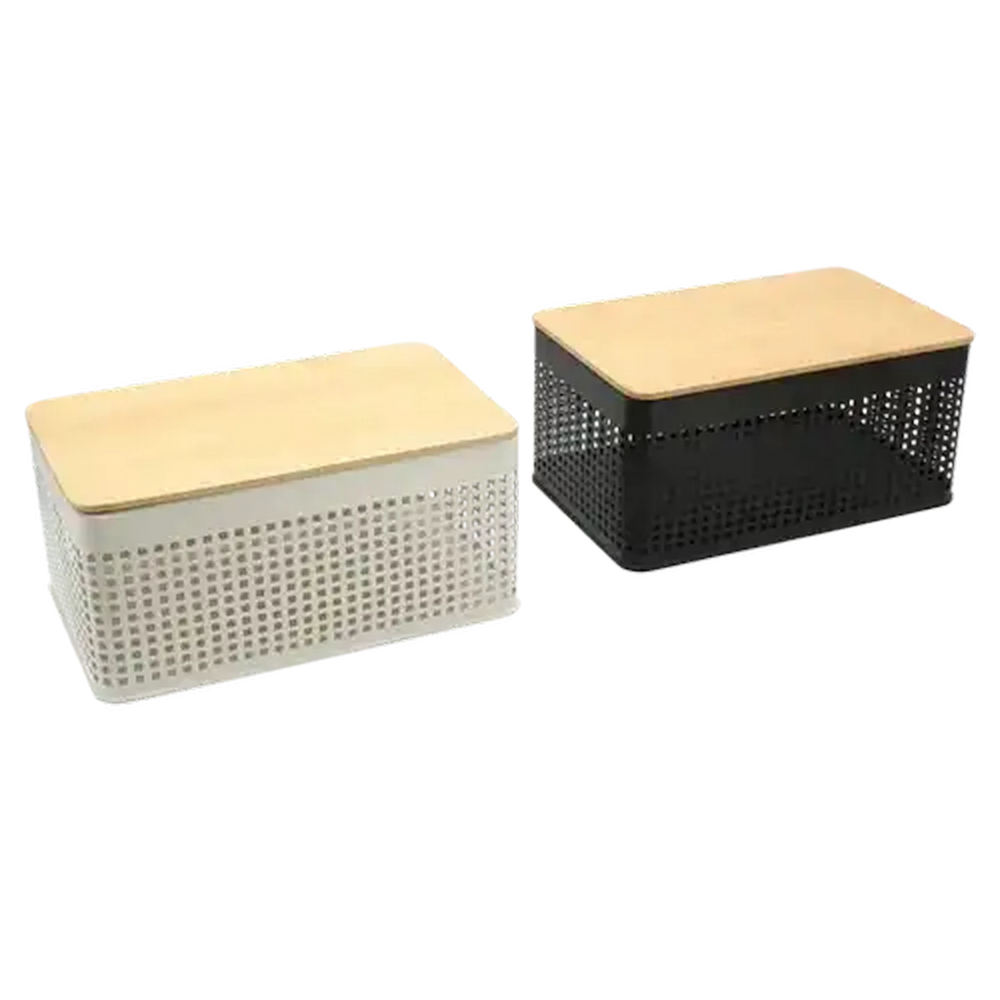 Checkers Sixty60 | Steel Basket Black/White with Bamboo Lid 34 x
