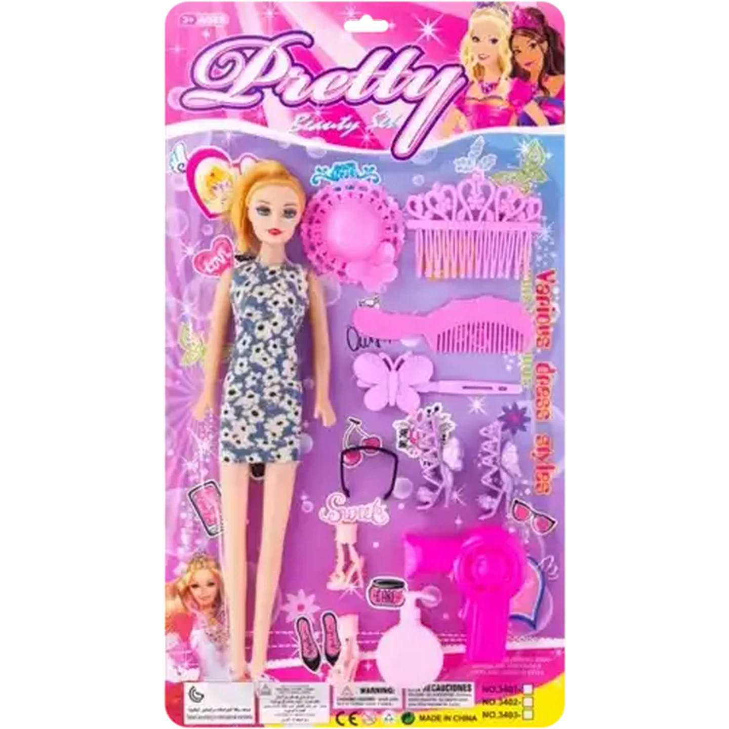 Image of Pink Pretty Doll Playset with Accessories 26cm