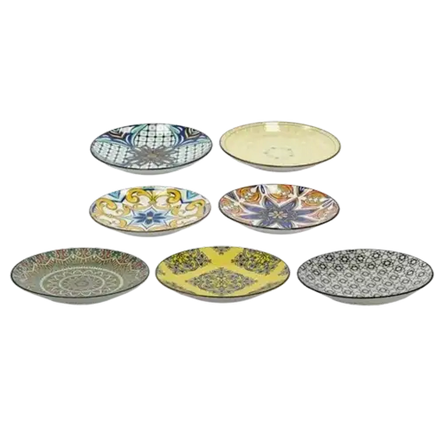 グラデーションホワイト　スリーブ　国家シンボル　6種セット Checkers Sixty60 | Mix Pad Side Plate 21cm (Design May Vary)