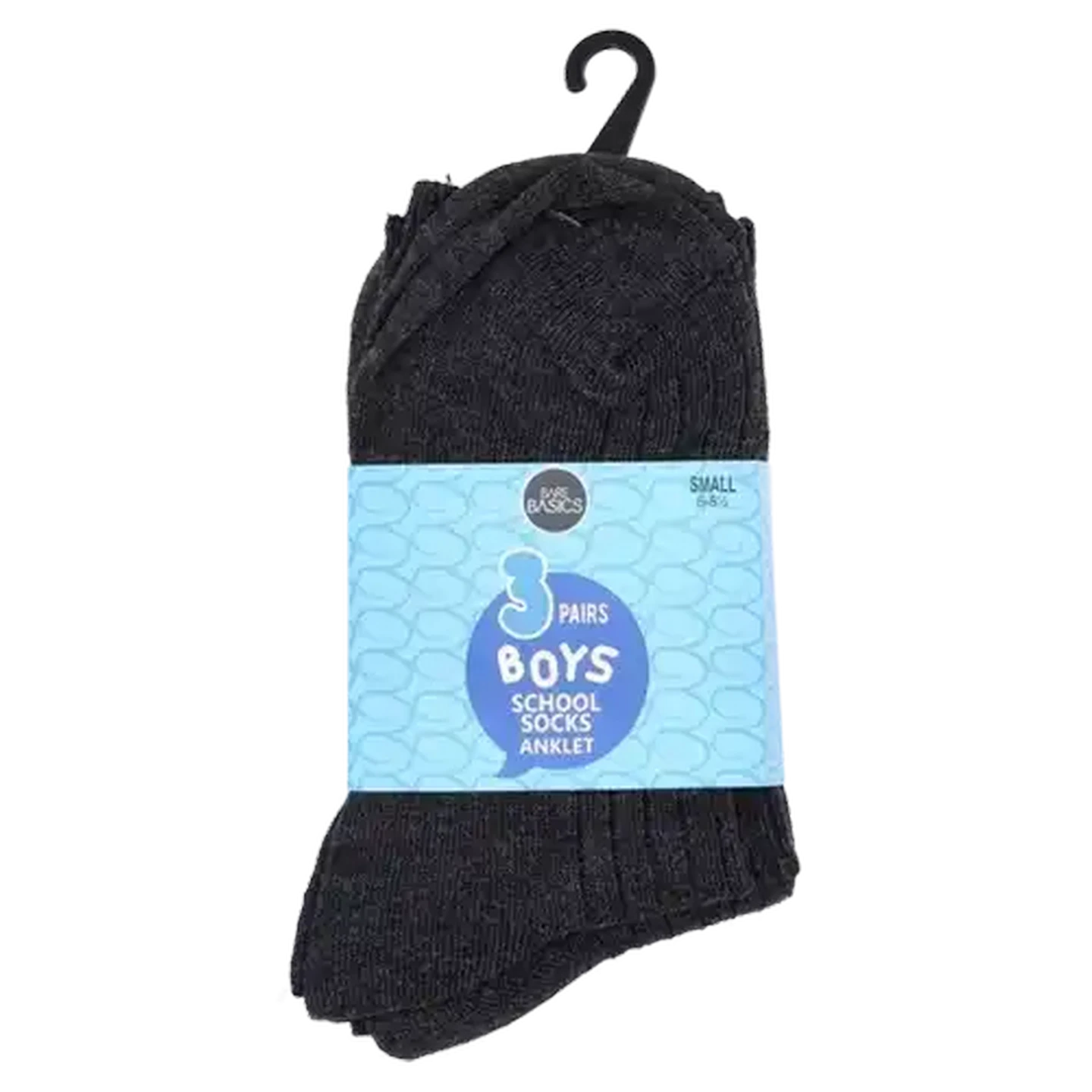 Image of Bare Basics Grey Boys School Anklet Socks 6 - 8½  3-Pack