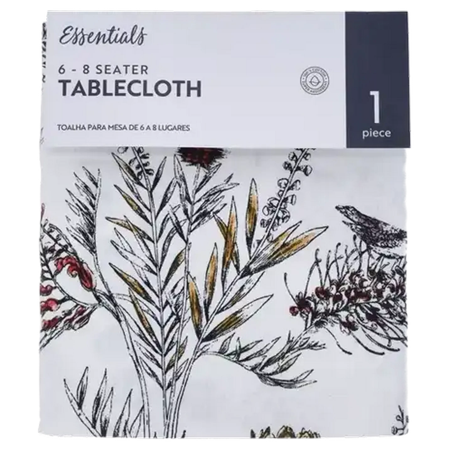 Image of Essentials White Botanic 6 - 8 Seater Table Cloth 150 x 23cm