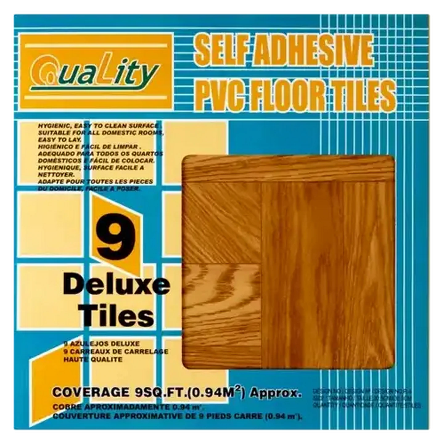Image of Quality Brown Pattern Self Adhesive PVC Floor Tiles 9-Pack