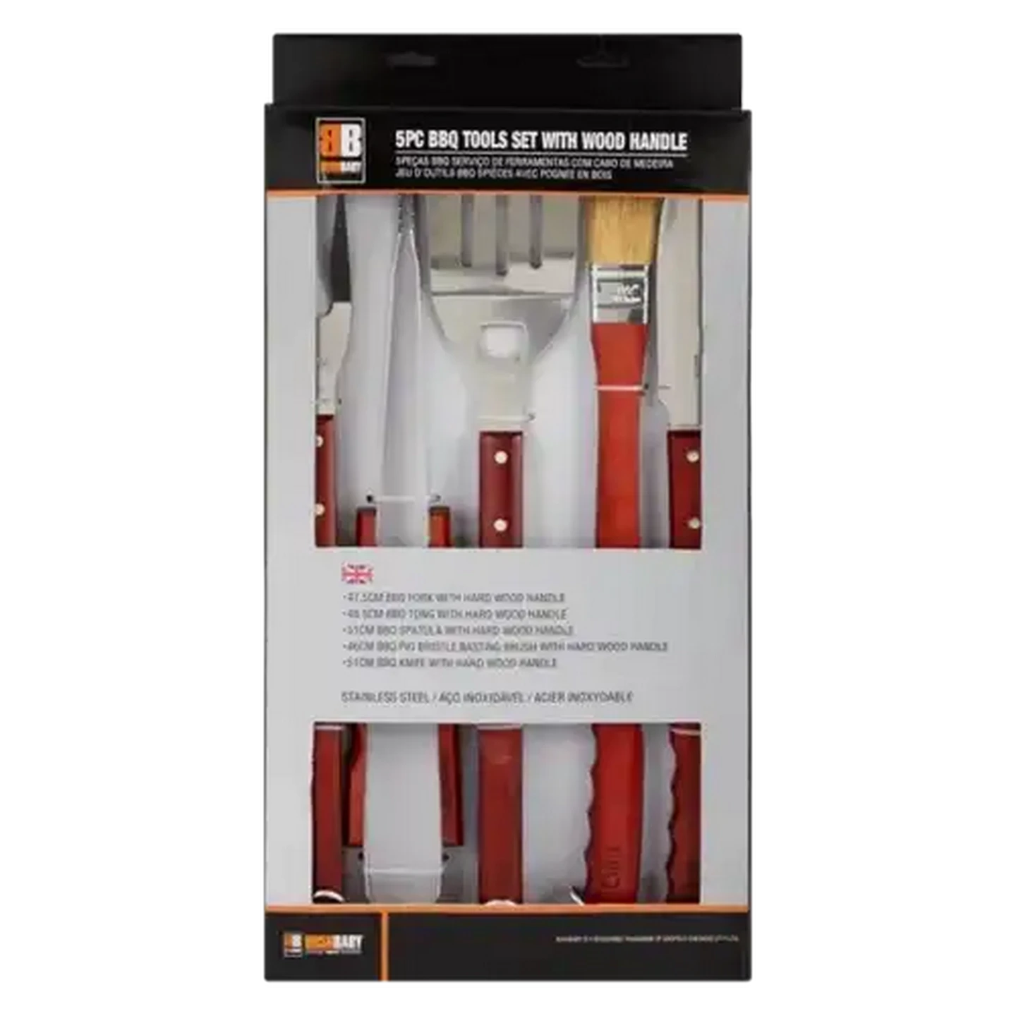 Image of Bush Baby BBQ Tools Set With Wood Handle 5 Piece