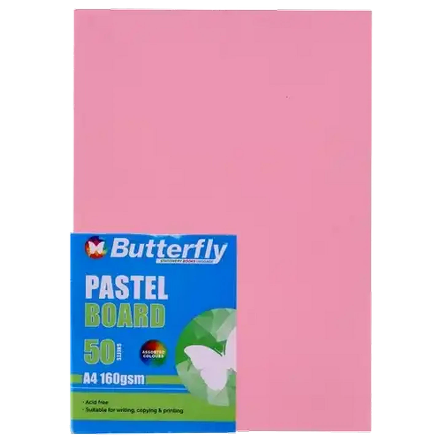 Image of Butterfly Assorted Pastel A4 Board 50 Sheets 160gsm