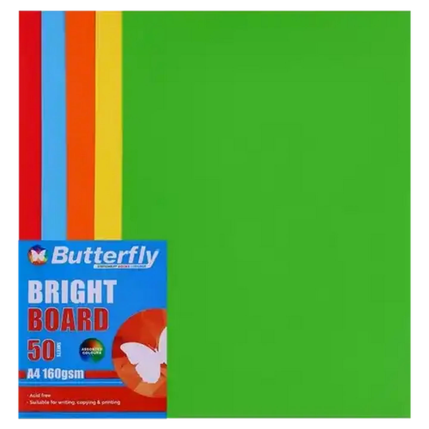 Image of Butterfly Assorted Bright A4 Board 50 Sheets 160gsm