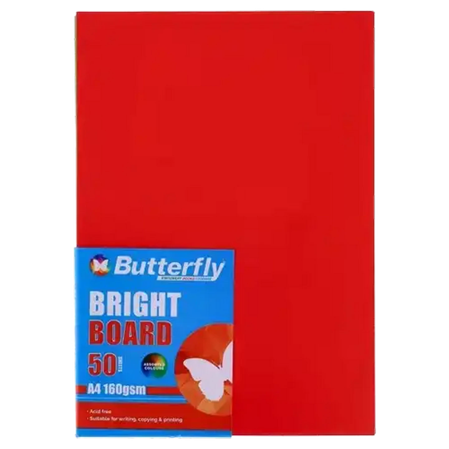 Image of Butterfly Assorted Bright A4 Board 50 Sheets 160gsm