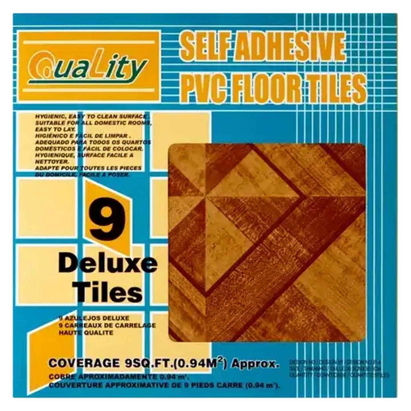 Image of Quality Brown Self Adhesive PVC Floor Tiles 9-Pack