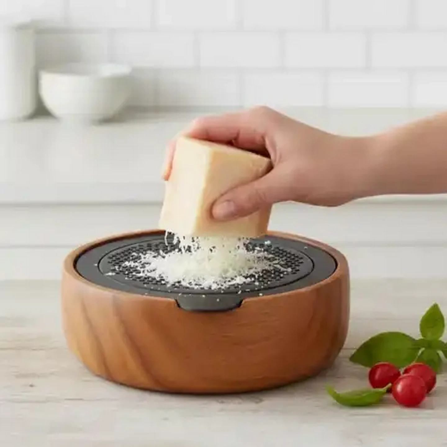 Image of Fina Acacia Iron & Wood Cheese Grater 2 Piece