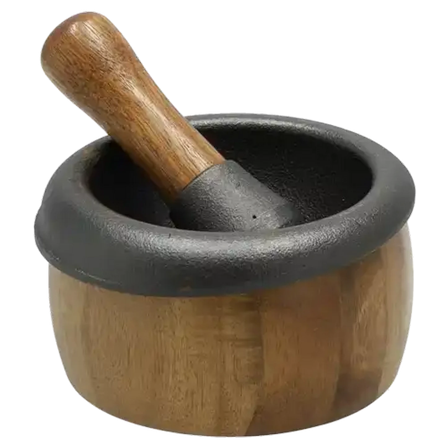 Image of Fina Acacia Iron & Wood Mortar & Pestle 2 Piece