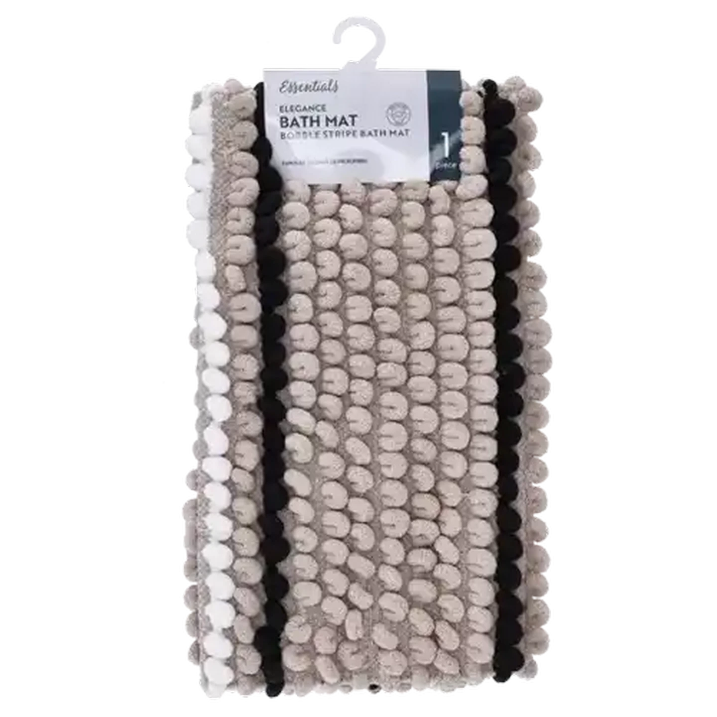 Image of Essentials Elegance Ash Bobble Stripe Bath Mat 50 x 80cm