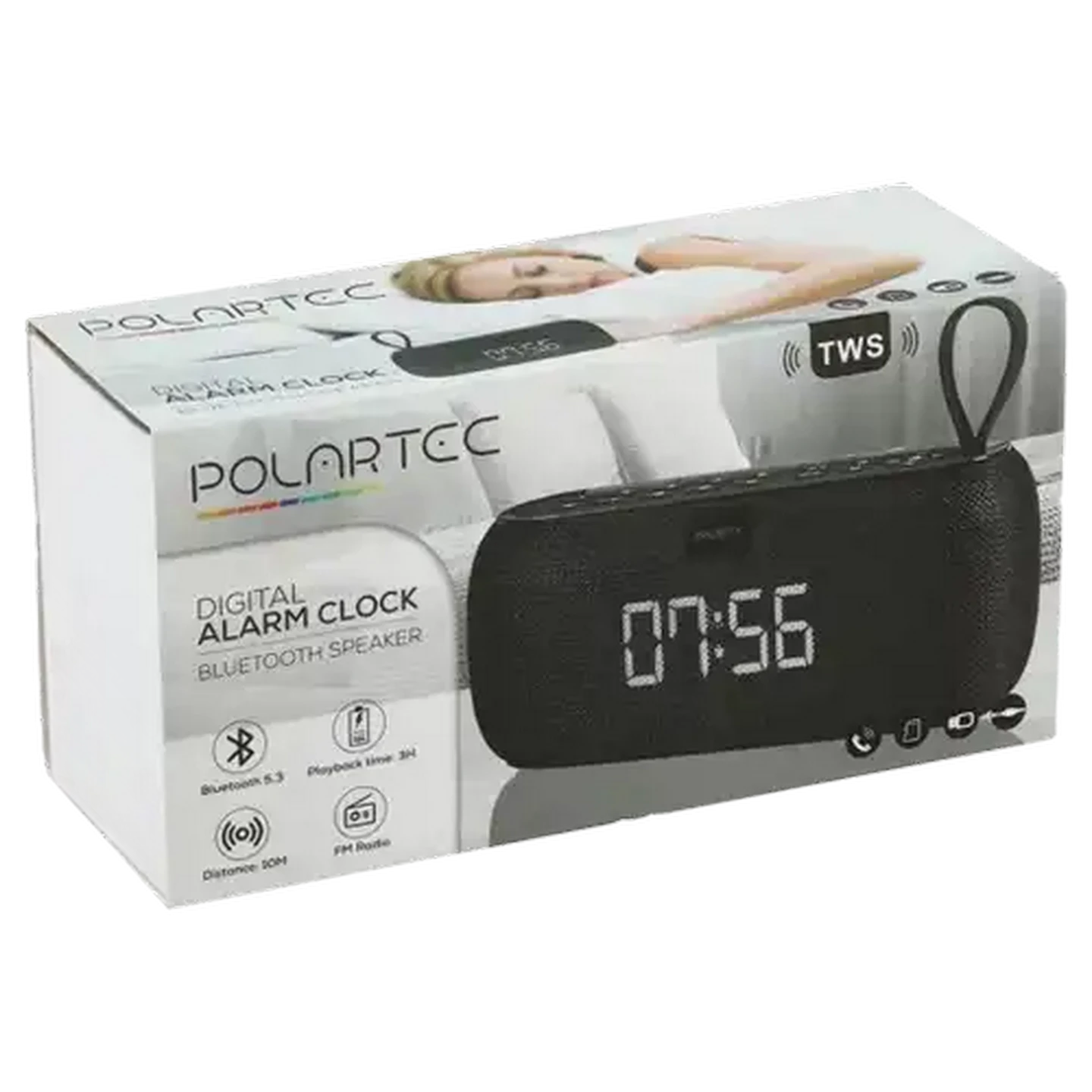 Image of Polartec Digital Alarm Clock Bluetooth Speaker 5W