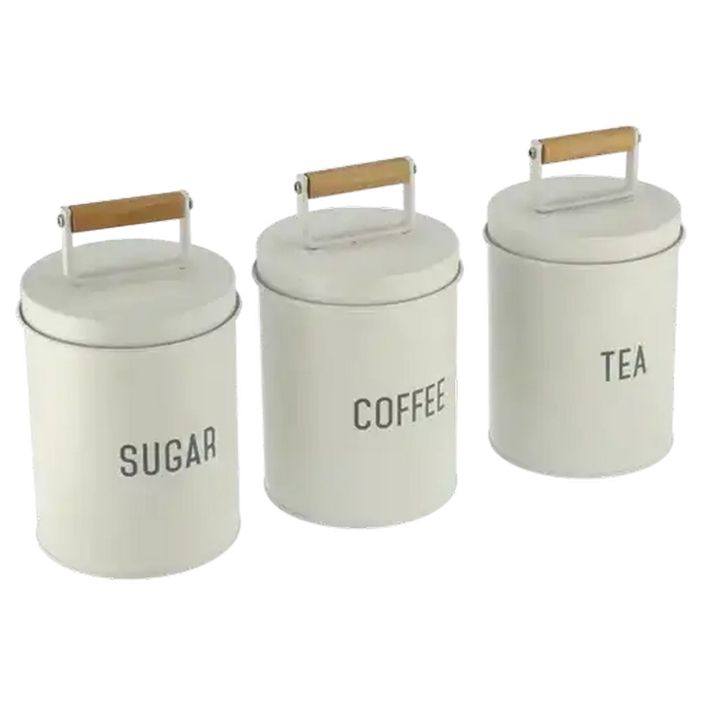 Image of Pearl Iron Tea Coffee Sugar Canister Set 3 Piece
