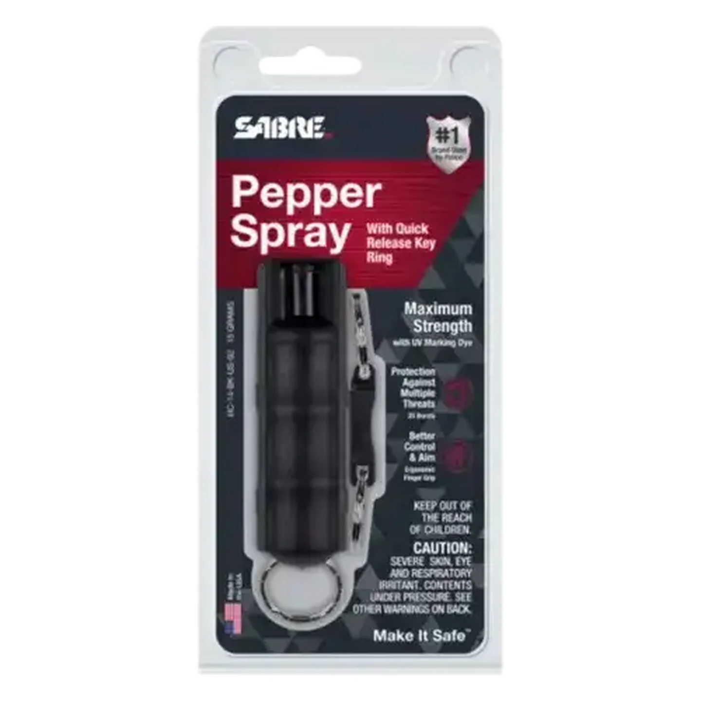 Image of SABRE Black Pepper Spray with Quick Release Key Ring