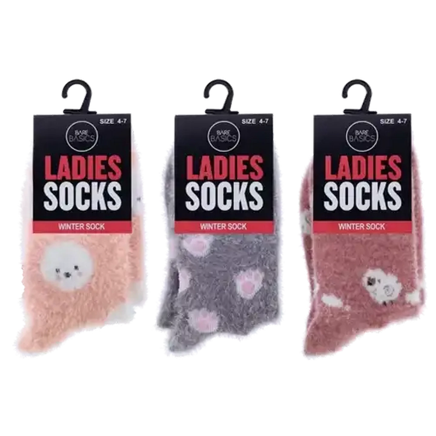 Image of Bare Basics Ladies Fuzzy Cozy Socks (Design May Vary)