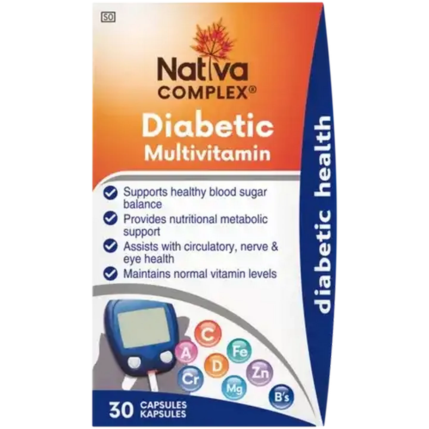 Image of Nativa Diabetic Multivitamin Capsules 30 Pack